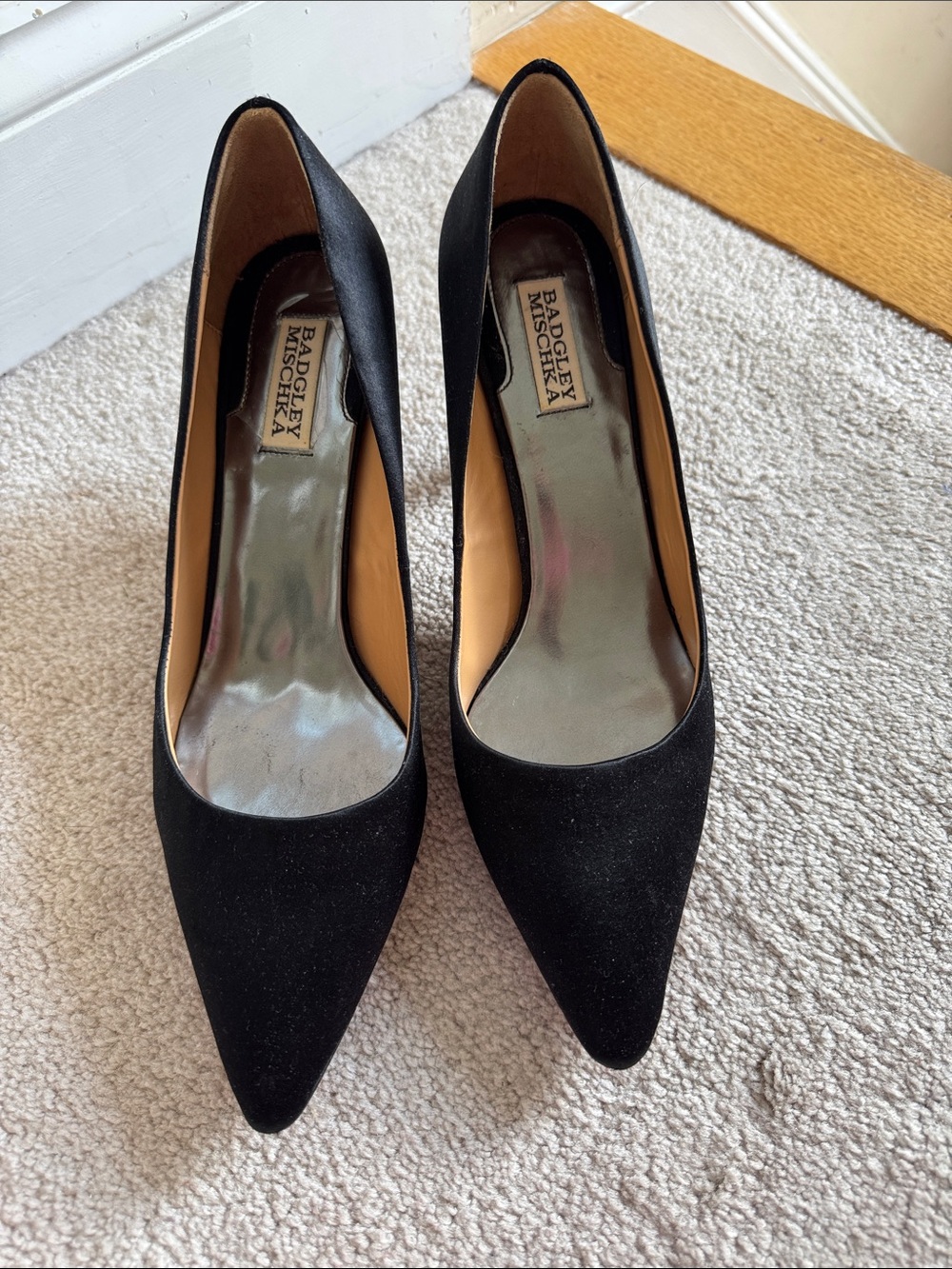 Badgley Mischka Black Pointed-Toe Suede Pumps